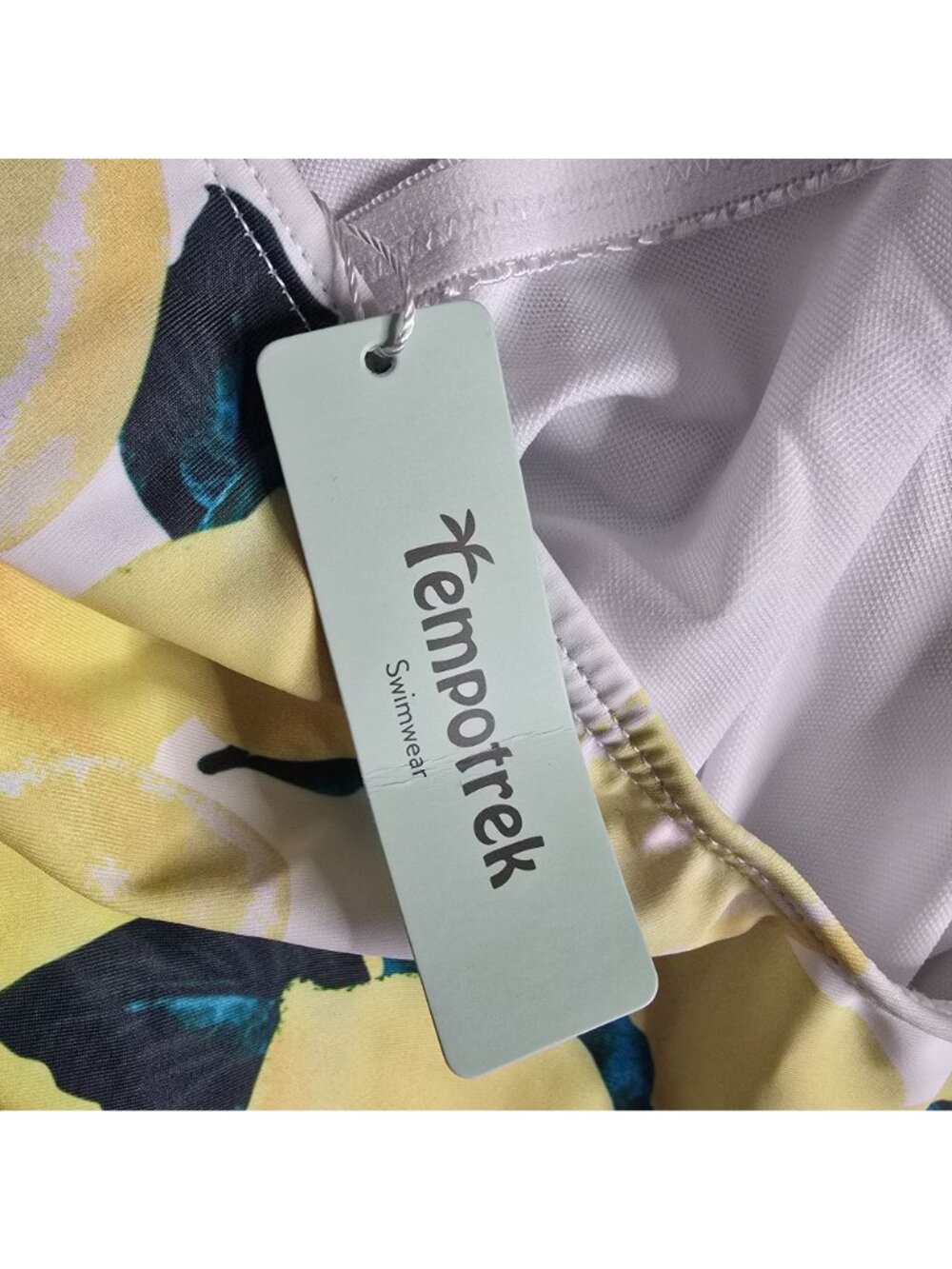 Lemon Print One‑Piece Swimsuit LG Wrap Tie V Neck Ruched Sides Lined - Picture 4 of 9